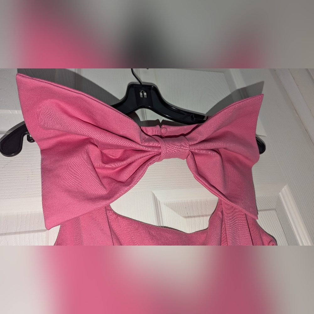 Mable Pink Midi Sheath Dress with Bow Back - Picture 4 of 8